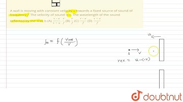 A wall is moving with constant velocity u towards a fixed source of sound of frequency f. The v...