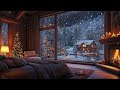 Winter Storm and Fireplace Crackling ❄️ Deep Sleep Ambience with Black Screen