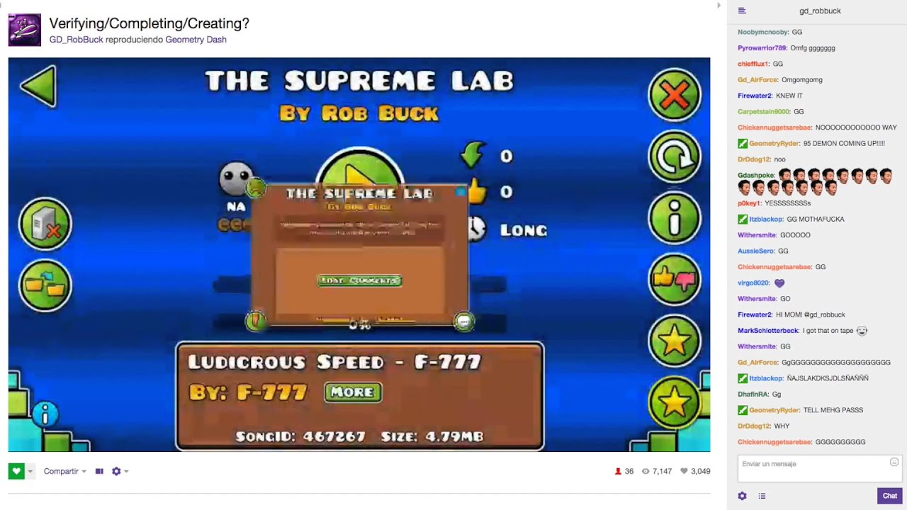 Geometry Dash The Supreme Lab beaten by ROB BUCK + LIVE CHAT - YouTube