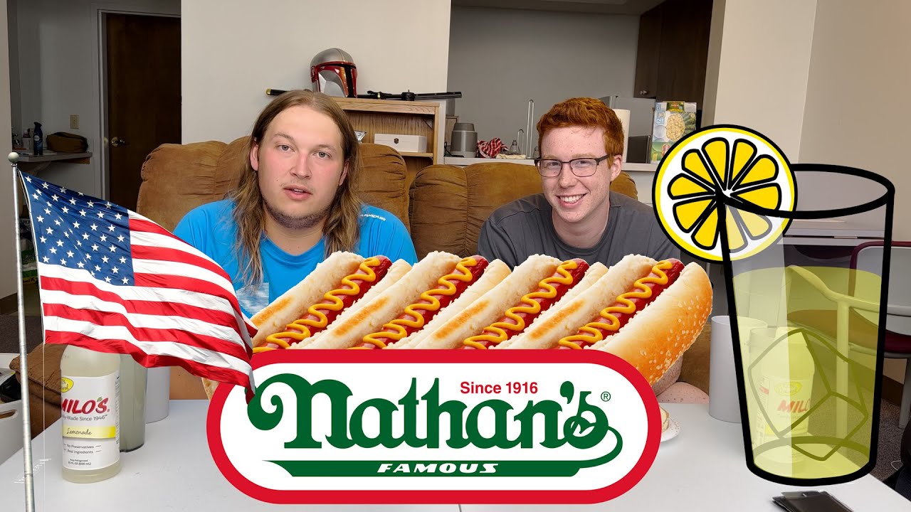 NATHAN'S HOT DOG AND LEMONADE CHALLENGE (SPEED EATING AND CHUG) YouTube