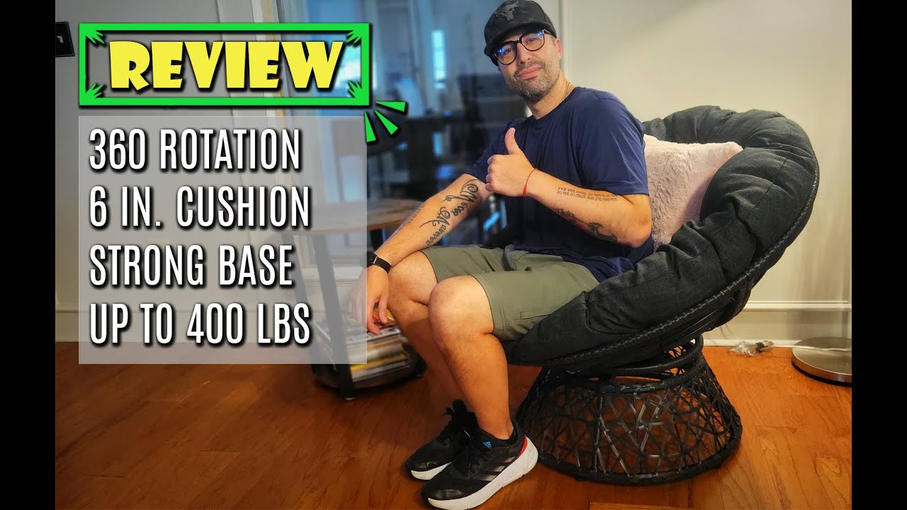 Bme Ergonomic Wicker Papasan Chair with Soft Thick Density Fabric