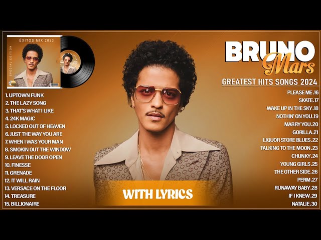 Bruno Mars Greatest Hits Full Album 2024 - Bruno Mars Best Songs Playlist 2024 (With Lyrics) class=