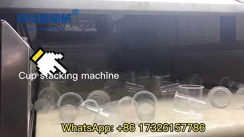 Thermoforming cup making machine with auxiliary cup stacking machine and packaging machine