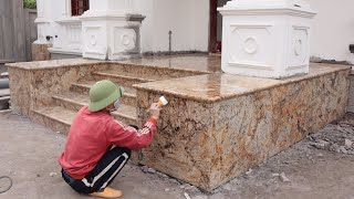 Construction Porch Step With Quartz Stone  Techniques Install Stone Granite Right Way