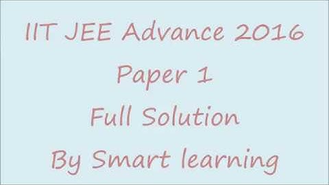 IIT JEE Advance 2016 Paper 1 (Code 01) -Full Solution CHEMISTRY