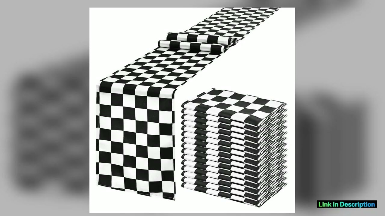 15 Pack Checkered Table Runner Polyester Black and White Checkerboard Table Runner Classic Elegant