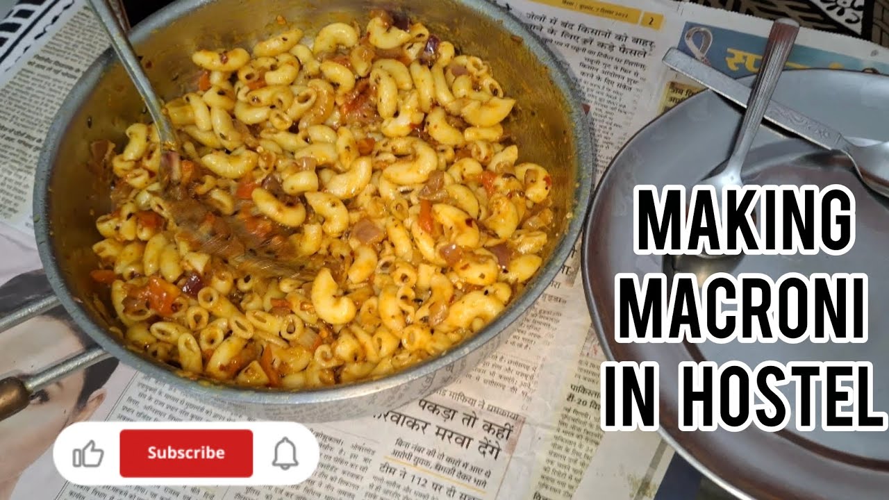 Night craving in hostel making pasta-macroni