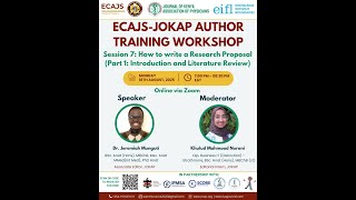 How to Write a Research Proposal Part 1: ECAJS-JOKAP Author Training Workshop