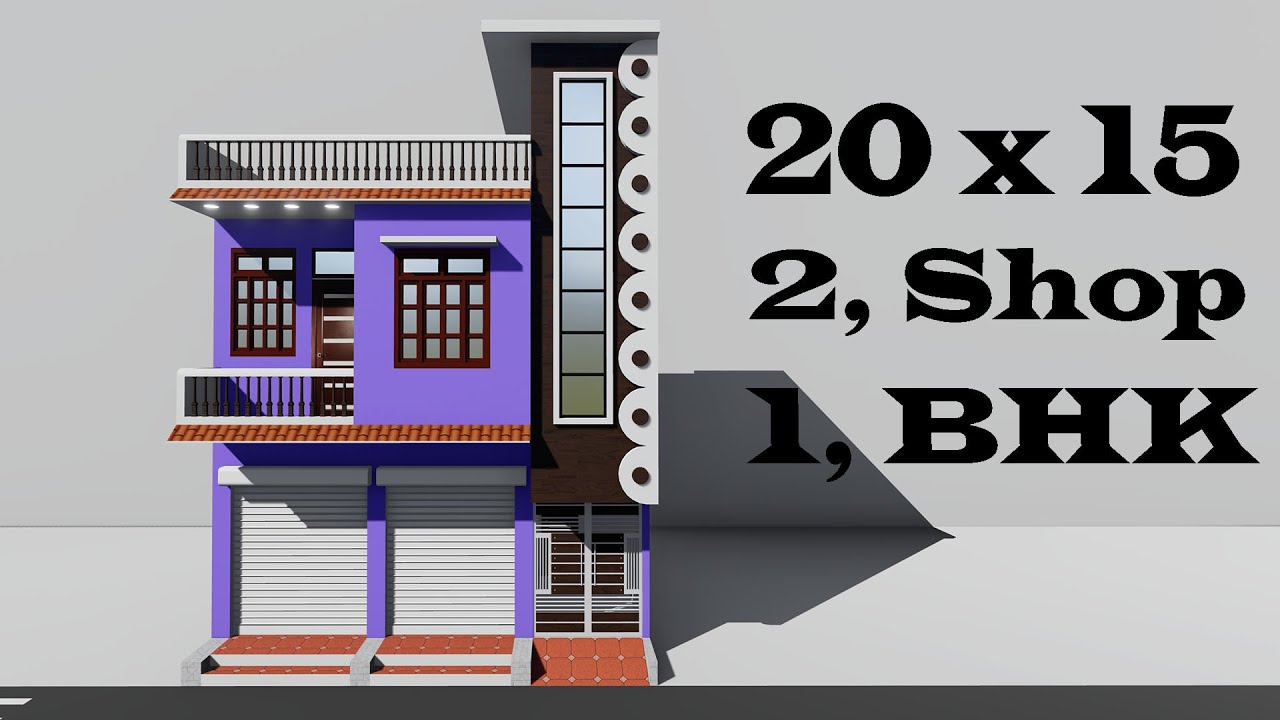 20 by 15 छोटे से घर में दुकान भी अच्छा माकन भी 3D Dukan or makan ka naksha # AtoZ homes designing