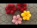 How to Crochet Puff Stitch Flowers // Crochet Simple Puff Flowers // Rajut Bunga 3D Gampang