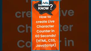 ⏱️ Create a Live Character Counter in 60 Seconds! (HTML, CSS, JavaScript) #shorts
