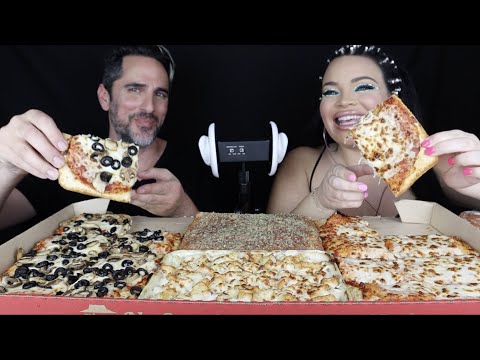 ASMR PIZZA HUT BIG DINNER BOX WITH MY HUSBAND! (eating sounds, no talking, mukbang)