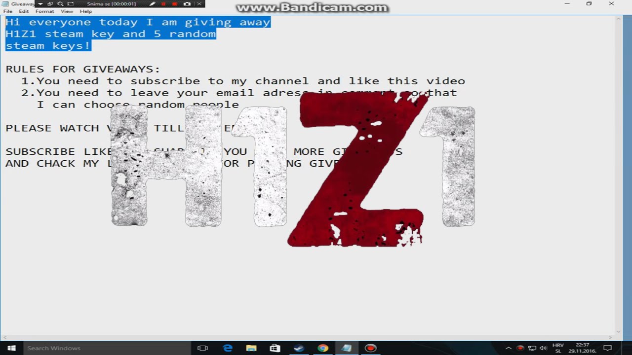 H1Z1 GIVEAWAY+5 STEAM KEYS/WATCH VIDEO TILL THE END