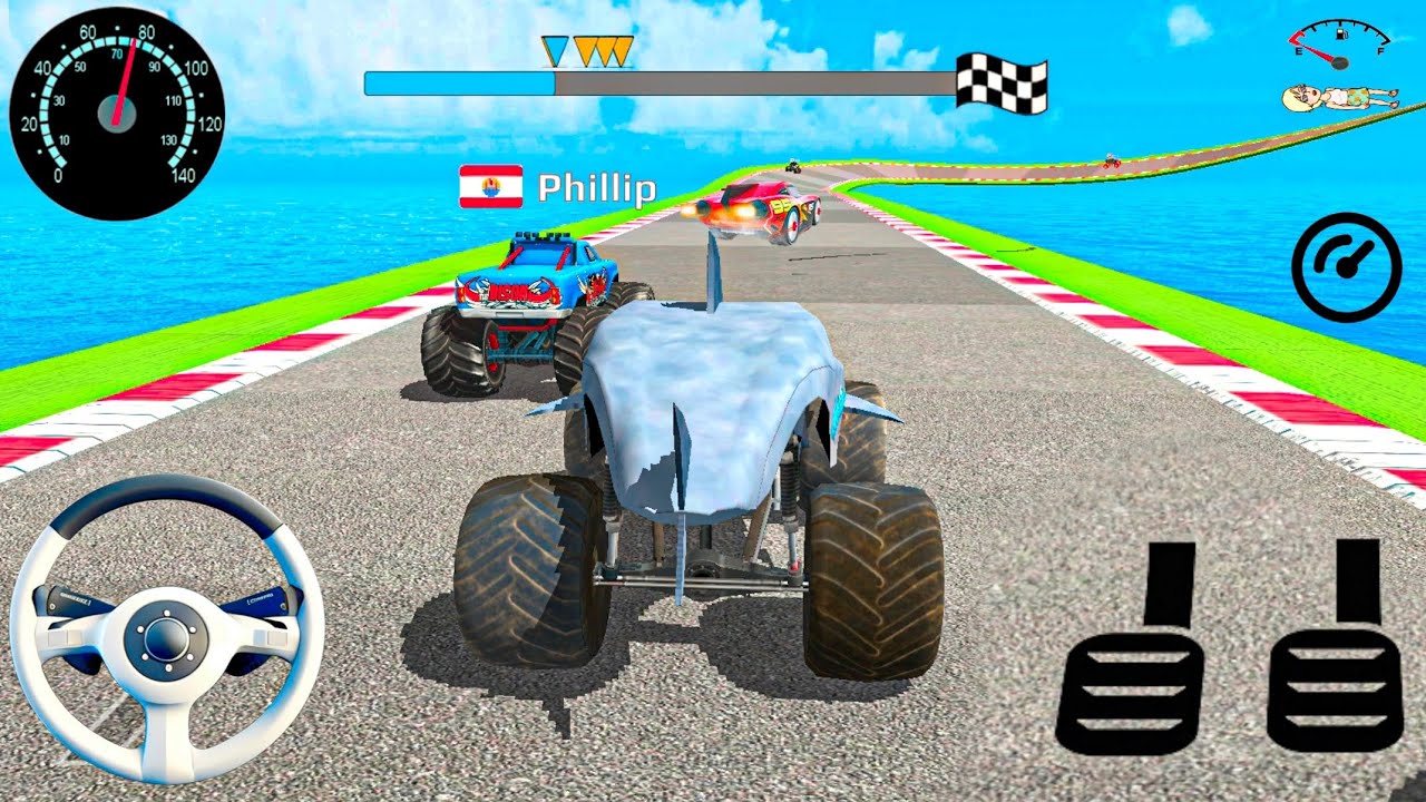 car race mega ramp stunts challenge! part 2 - car race 