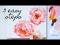 How to Paint a Peony in Acrylics 🌸3 Easy Steps [Acrylic Painting Techniques]