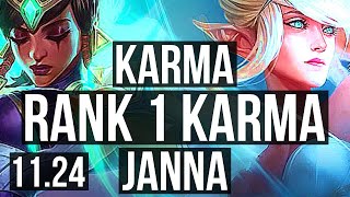 KARMA & Jhin vs JANNA & Jinx (SUP) | Rank 1 Karma, 1/0/14 | BR Challenger | 11.24
