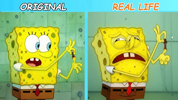 SpongeBob Gets A Splinter | SpongeBob Original vs Real life | SpongeBob Animation #spongebob