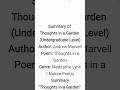 Thoughts in a Garden Summary