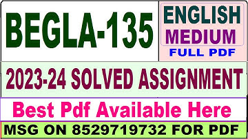 begla 135 solved assignment 2023-24 || begla 135 solved assignment 2024 in English || begla 135