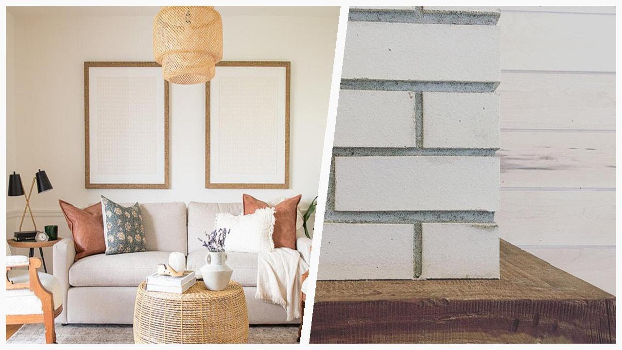 75 Wood Wall Living Space With A Brick Fireplace Design Ideas You'll Love 🔴