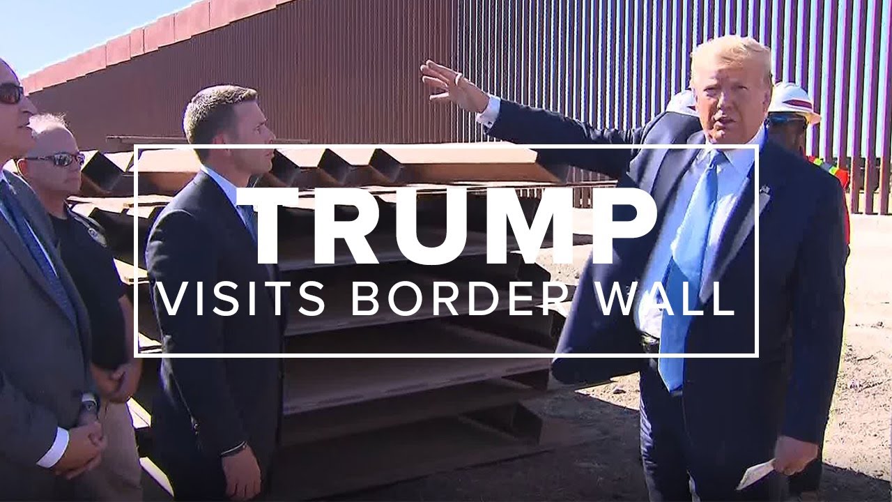 President Trump visits the Mexico border wall in San Diego, California ...