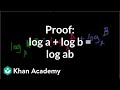 Proof: log a + log b = log ab | Logarithms | Algebra II | Khan Academy