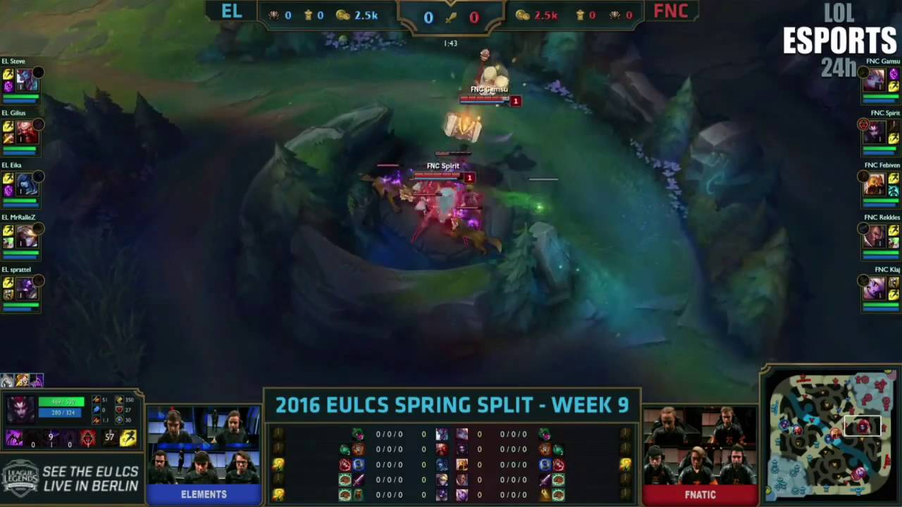 EL vs FNC LOL Esports | Week 9 Day 1 EU LCS Spring 2016 | Element vs Fnatic W9D1