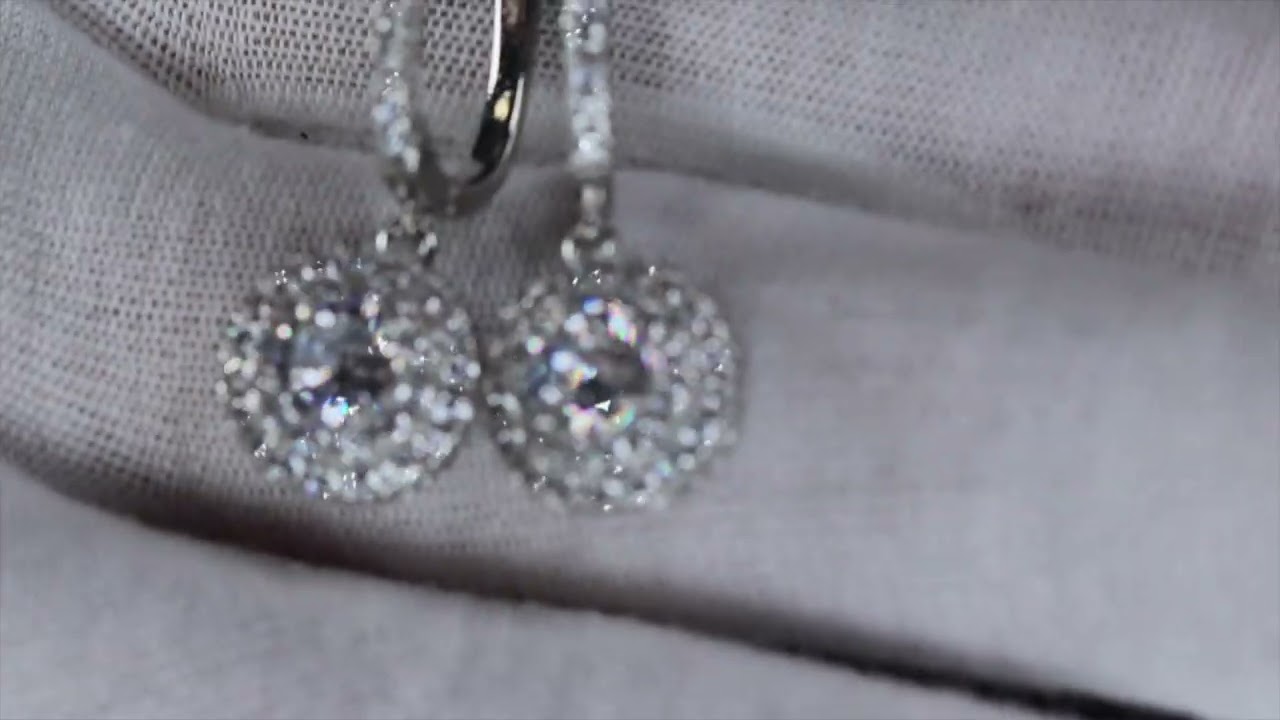 Big diamond hoop earrings, womens diamond hoop earrings, round diamond earrings