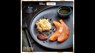 Labeyrie x Gaël Orieux, chef étoilé - Saumon fumé, racines de persil & pruneaux au vin chaud