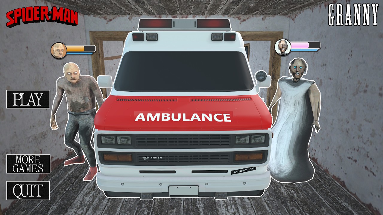 Granny, Grandpa rides a Ambulance in house !! funny horror animation