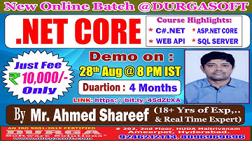 .NET CORE Online Training @ DURGASOFT
