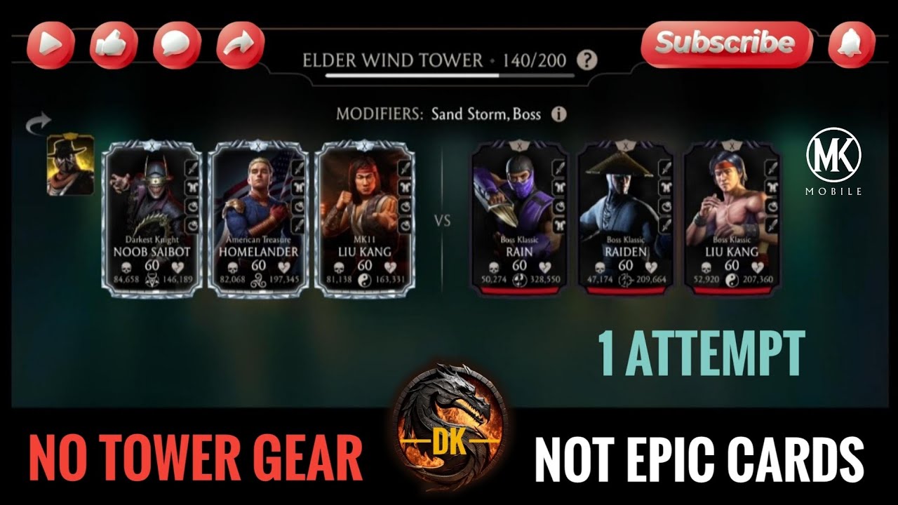 Fatal Elder Wind Tower 140 & Reward 🎮 Mortal Kombat Mobile▫️MK Mobile 