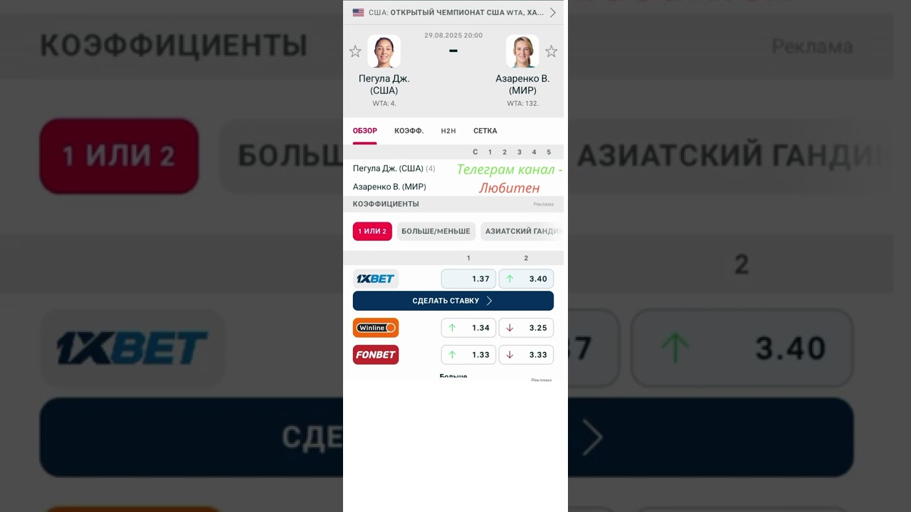 Прогноз на теннис Пегула - Азаренко US OPEN 