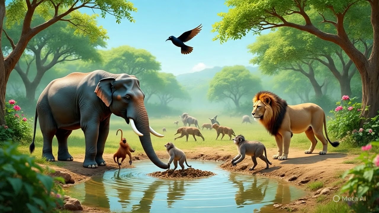 The Lion, Monkey, Elephant & Crow | Heartwarming Animal Story About Friendship & Teamwork