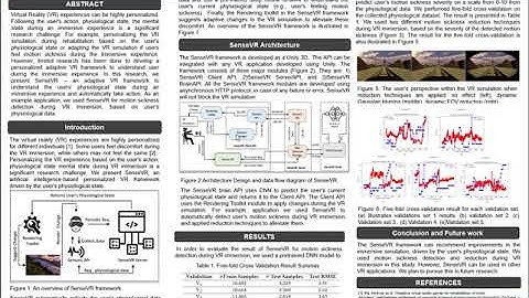 SenseVR: A Closed Loop Personalized Adaptive Virtual Reality Framework 3 minute presentation.