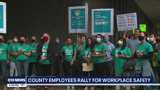 King County employees rally at courthouse for workplace safety
