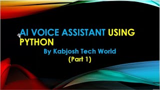 Advanced AI using Python Part 1