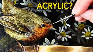 How I Paint Realistic Birds in Acrylic | Robin Tutorial
