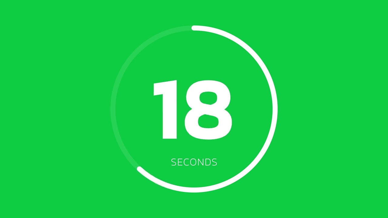 45 Second Countdown Timer with Animated Circle - 4K Green Screen - 100% FREE