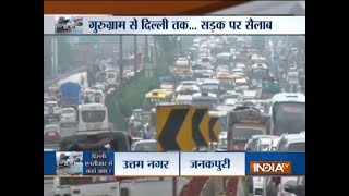 Heavy downpours trigger rush hour jams in Delhi, Gurugram