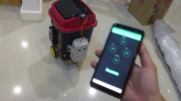 ถังขยะเปิด ปิด อัตโนมัติบังคับการเคลื่อนที่ผ่าน App Blynk