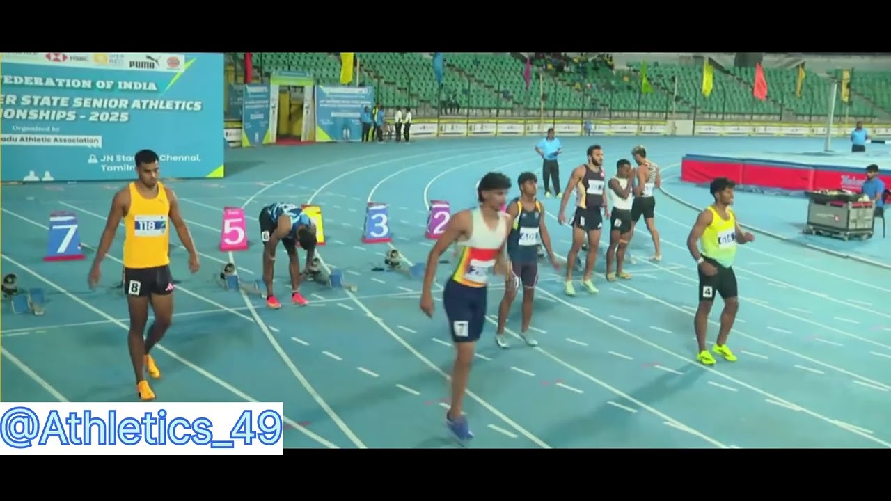 100m Mens Final 64th National  Senior Interstate Athletics Championship 2025#athletics #trending 
