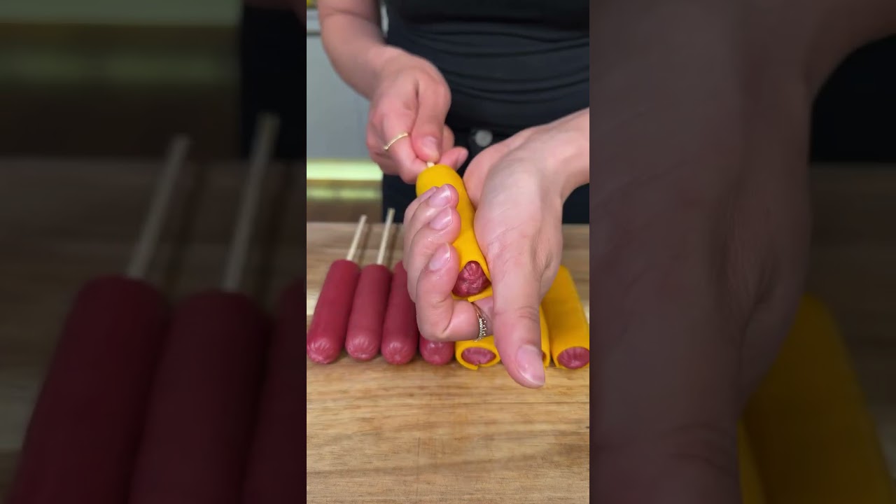 Corndog 🌭 Crispy outside, melty inside🧀✨ English ⬇️ Corndog 🌭 Crispy outside, melty inside🧀✨ English ⬇️