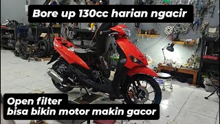 130cc Mio Sporty Bore Up. Using an aftermarket filter makes it FLY!!!