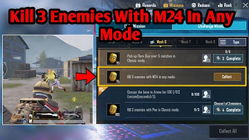 KILL 3 ENEMIES WITH M24 IN ANY MODE WEEK 6 SEASON 12 PUBG MOBILE MISSION || By Flawx Gaming