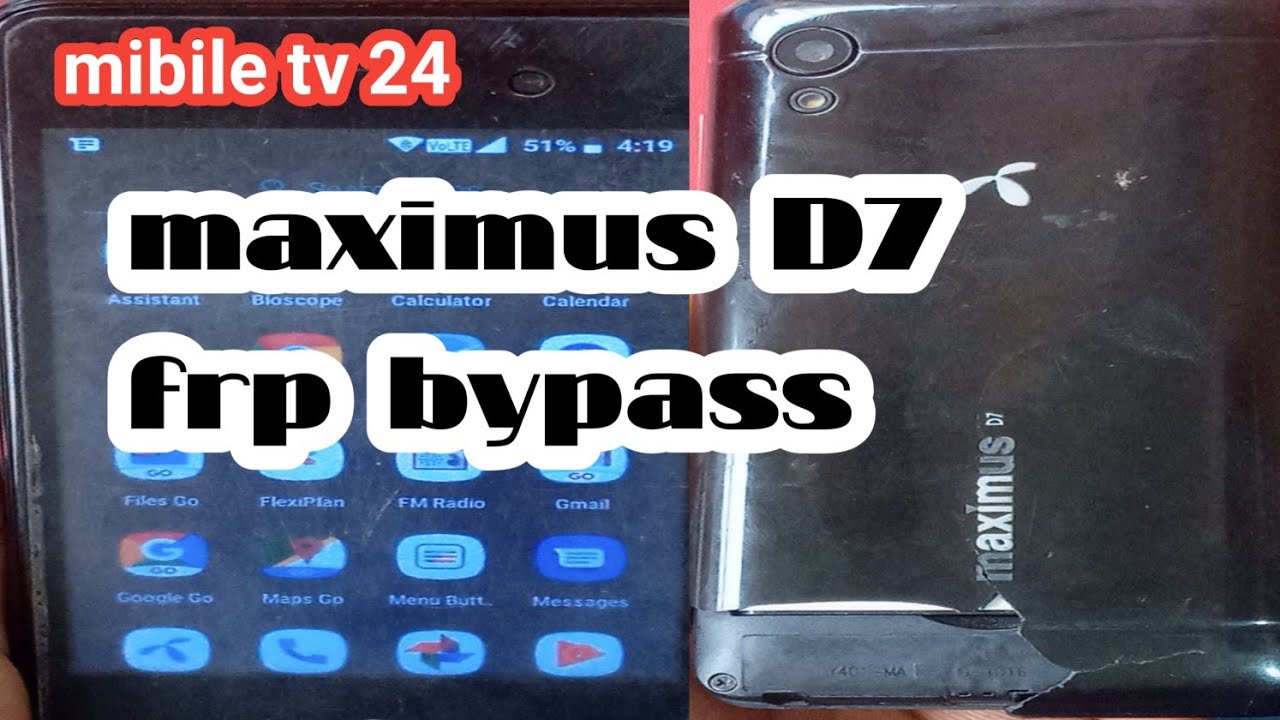 maximus D7 Google account remove, frp bypass without pc