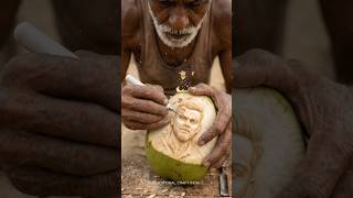 Virat Kohli Face Carved on Coconut – Real or Fake? 🤯 #Shorts #art #indianart  #viratkohli