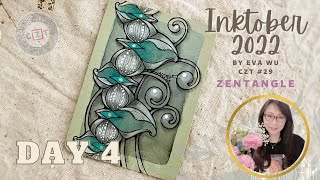Day 4 Inktober 2022 Zentangle pattern #SOUK #mooka 禪繞畫 #1805 How to draw by Eva Wu ゼンタングル ATC tile