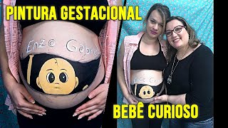 Pintura gestacional - Bebê curioso / Belly painting / Pregnant belly art screenshot 5