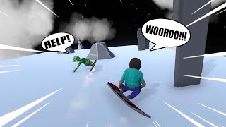 Minecraft Creeper And Steve Doing Snowboarding Challenge In Human Fall Flat